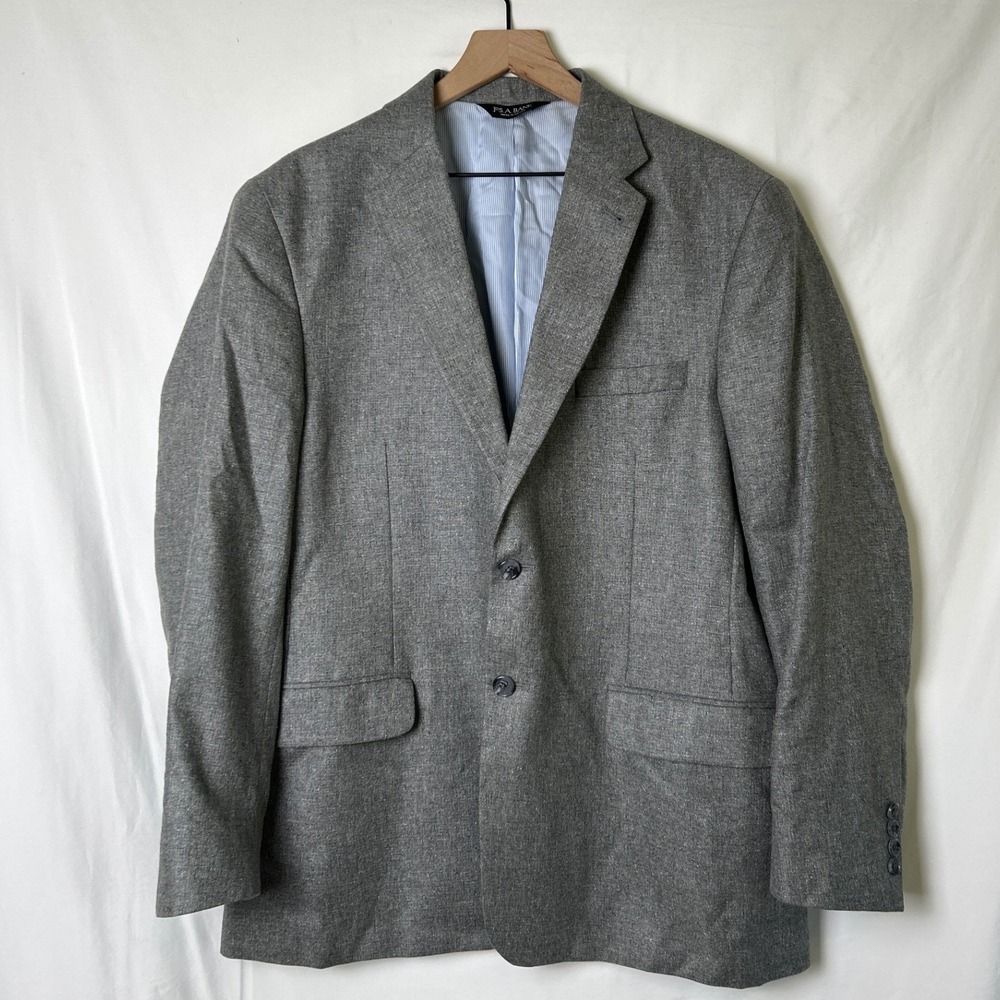 Jos A Bank Men Tailored Fit Silk 2 Button Blazer Sport Coat Size 42R Gray Luxury